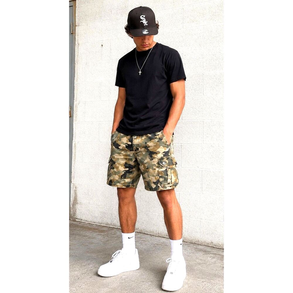 Southpole Camo Cargo Shorts Mens 36 Y2K Baggy Ripstop Cotton Military Streetwear